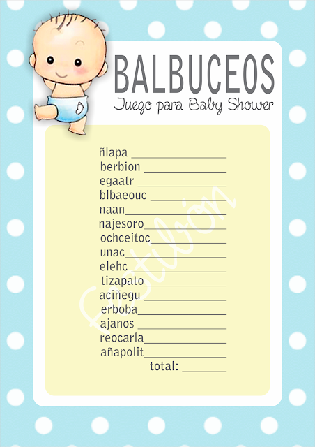 Juegos para baby shower gratis - balbuceos juegos para baby shower para imprimir gratis