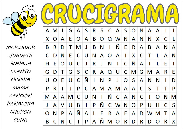 Crucigrama para baby shower Juegos para baby shower para imprimir crucigrama sopa de letras