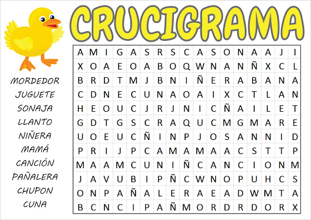 crucigrama sopa de letras Juegos para baby shower para imprimir crucigrama sopa de letras