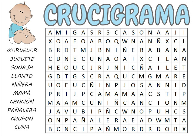 crucigrama sopa de letras Juegos para baby shower para imprimir crucigrama sopa de letras